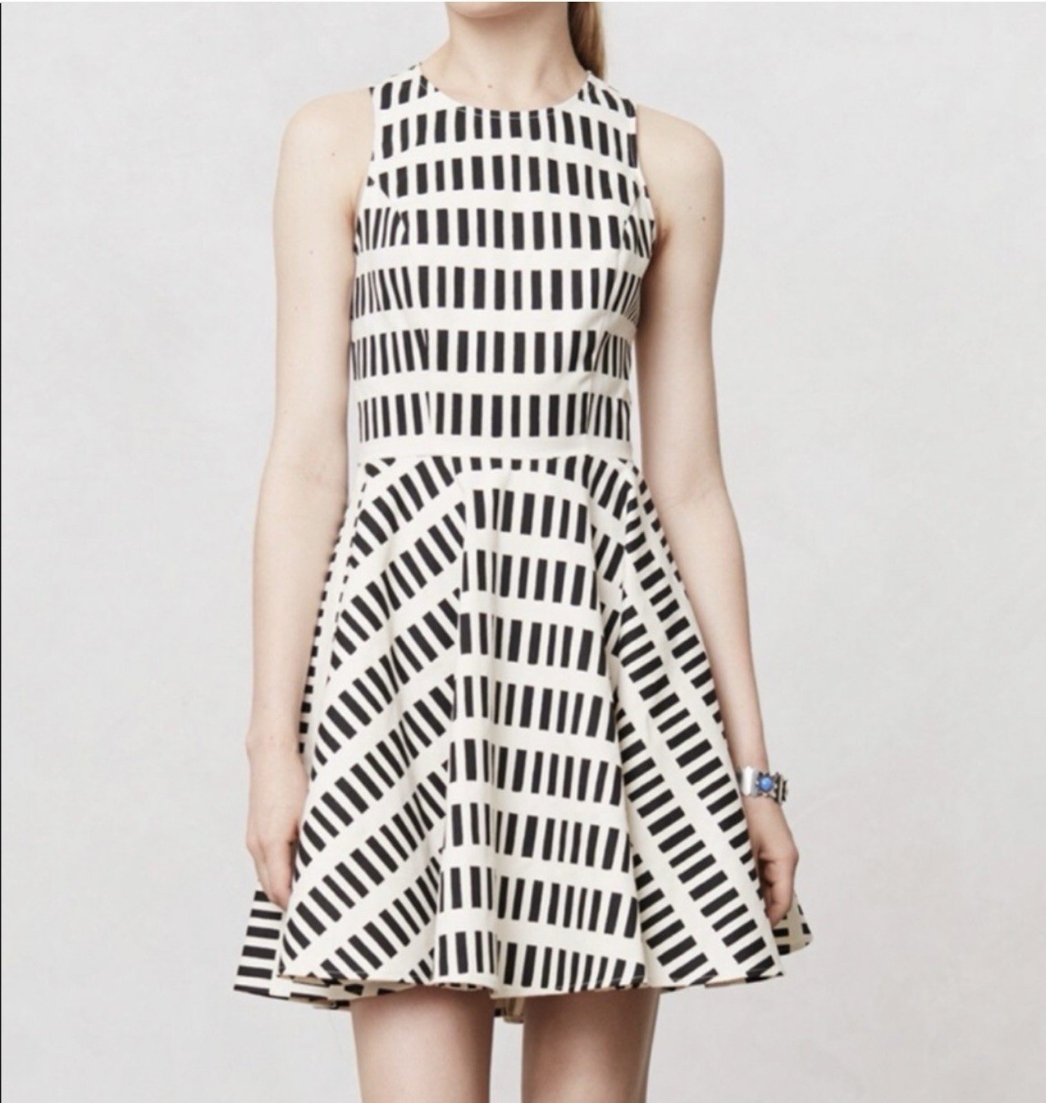 Dusen Dusen Dash Blue Ivory Sleeveless Mini Dress Anthropologie Size 6